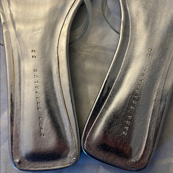 Zara Shiny Silver Strappy Sandals - Picture 2 of 4
